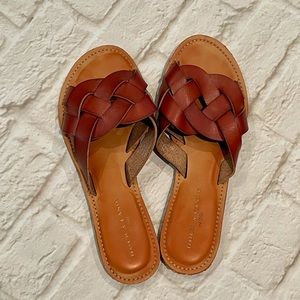 Rock and Candy Bernyce Vegan Leather Brown Braided slide sandals,